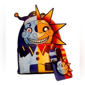 NWT Loungefly Five Nights at Freddy's Sun & Moon Mini Backpack & Cardholder Set